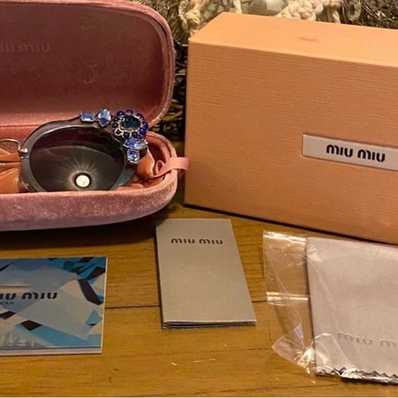Miu Miu Sunglasses Blue/Black (bling, jewels, crystal embellished) - Picture 2 of 6